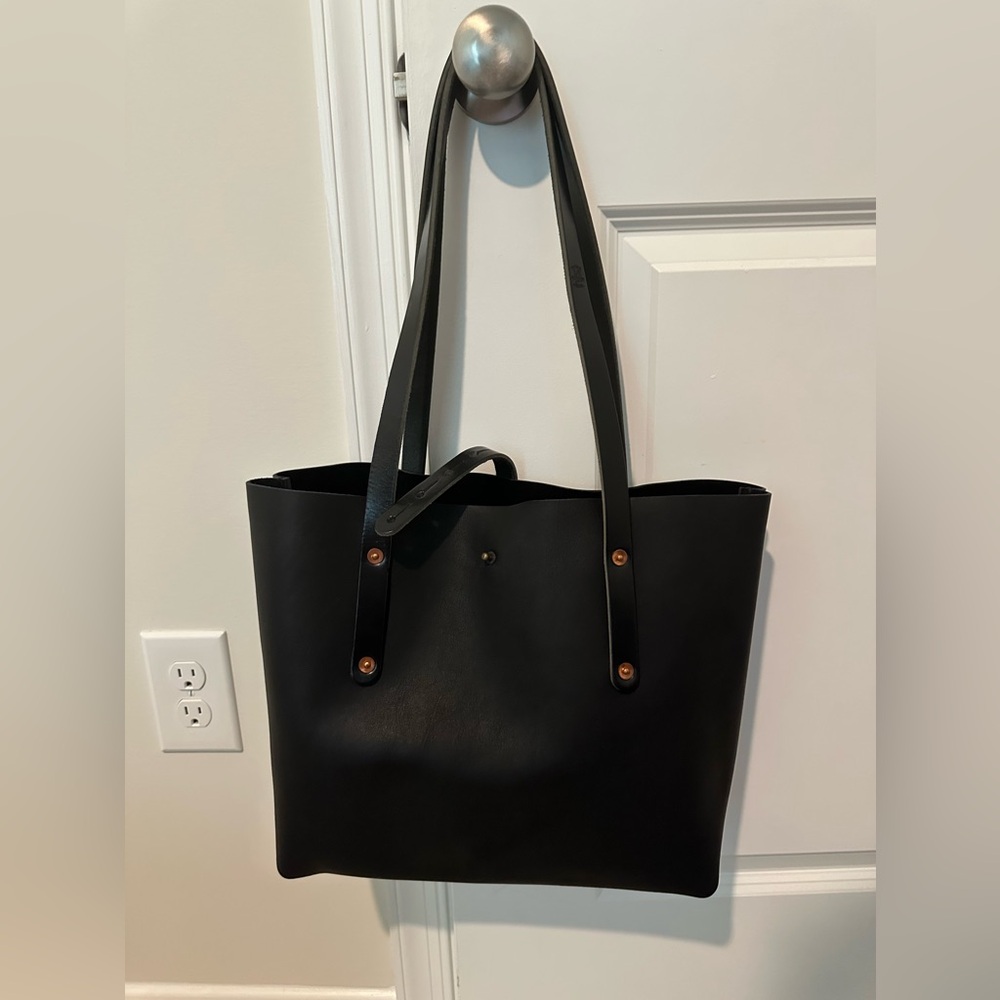 Go Forth Goods Black Leather Tote Bag